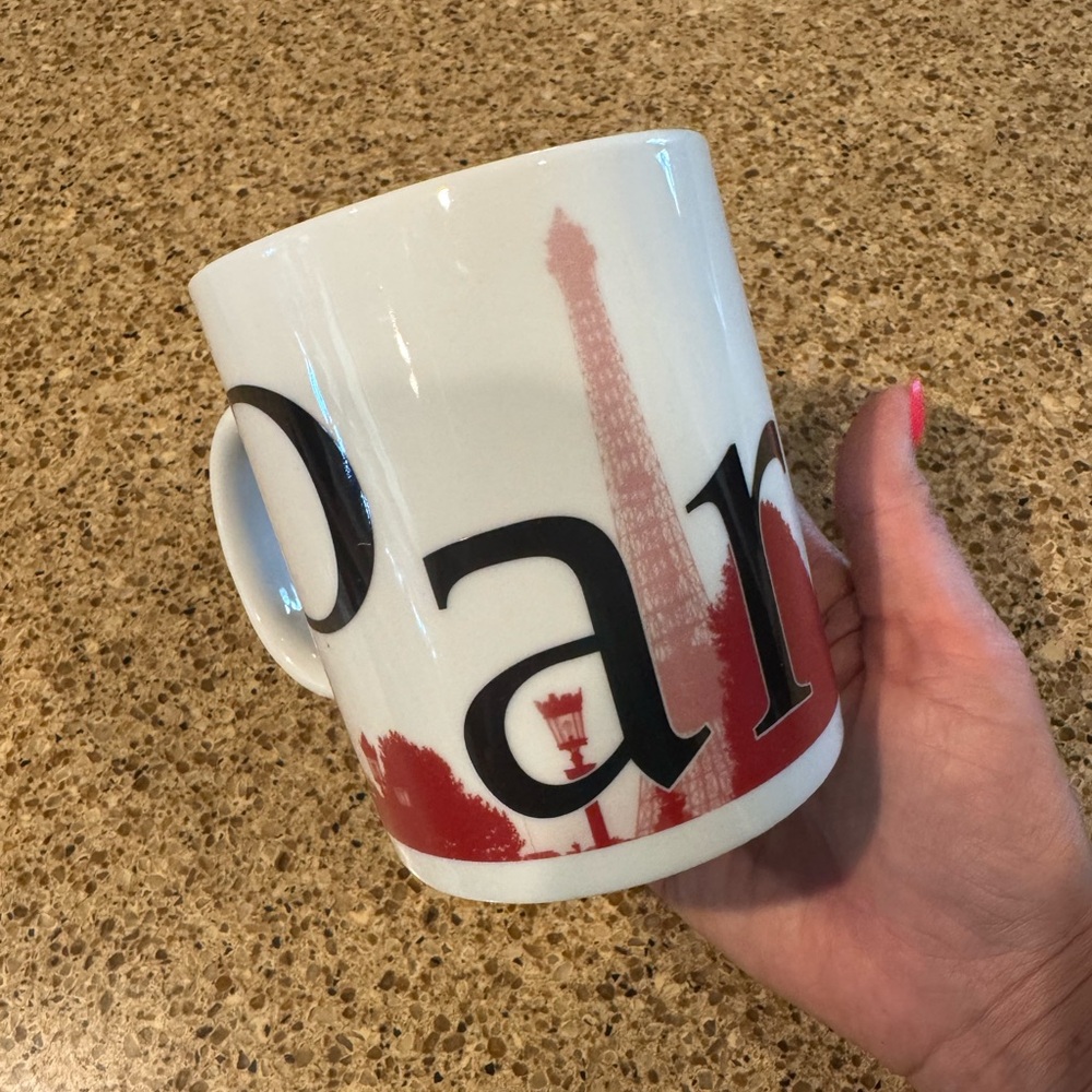 Starbucks City Mug Paris Themed White and Red Mug